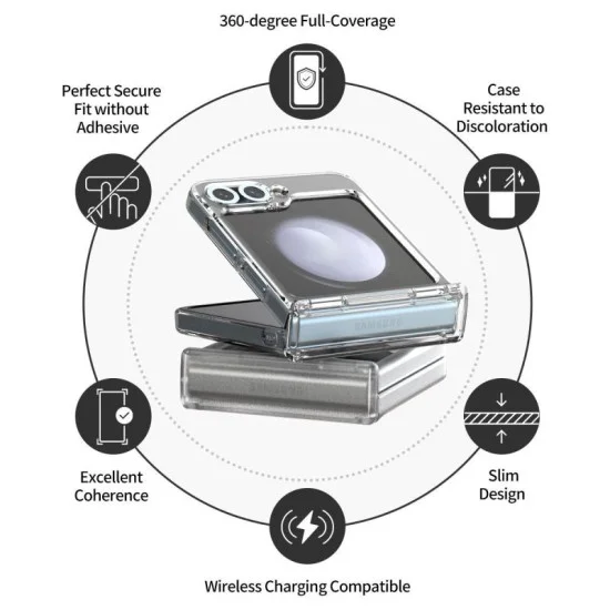 Cover Samsung Z Flip 6 Nukin 360 With Hinge Protection Case Araree - Clear